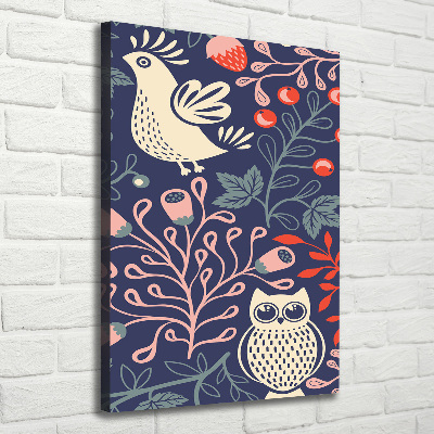 Verticale canvasfoto Haan hen uil