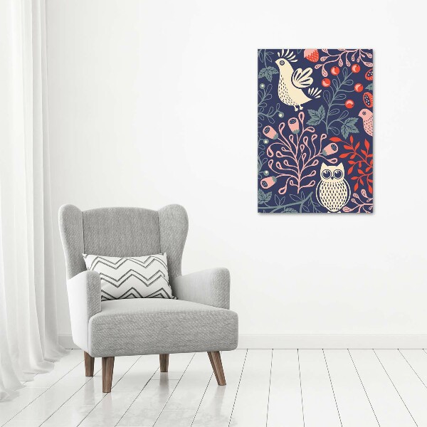 Verticale canvasfoto Haan hen uil