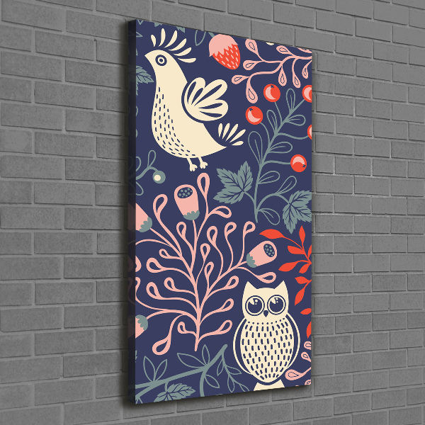 Verticale canvasfoto Haan hen uil