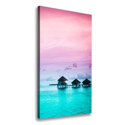 Verticale foto op canvas Bungalows op het water