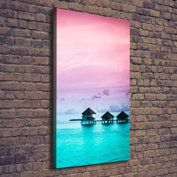 Verticale foto op canvas Bungalows op het water