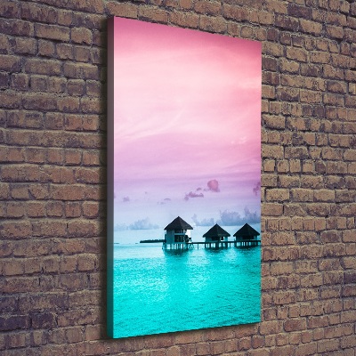 Verticale foto op canvas Bungalows op het water