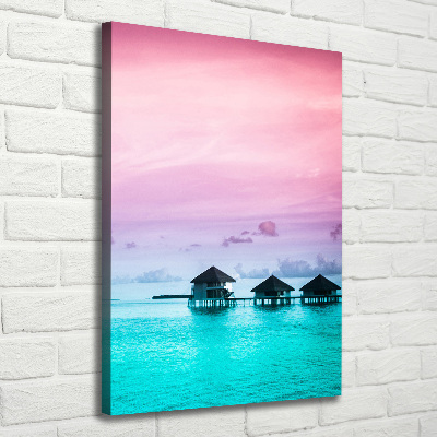 Verticale foto op canvas Bungalows op het water