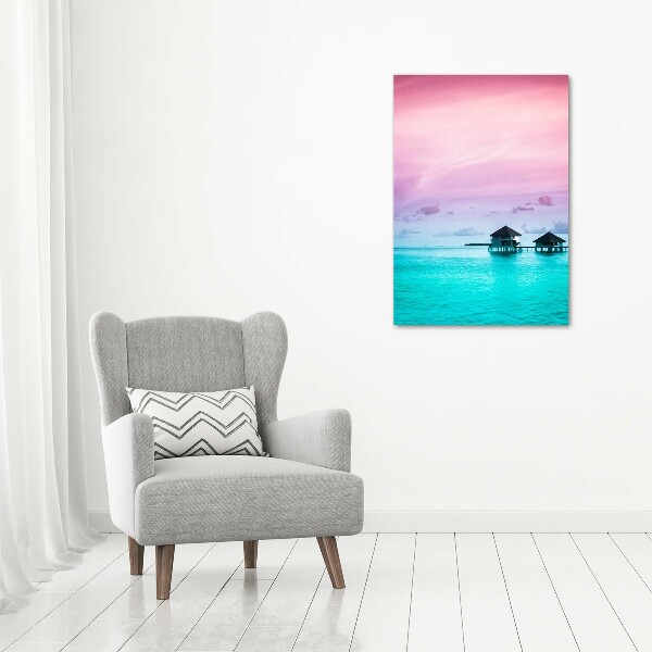 Verticale foto op canvas Bungalows op het water