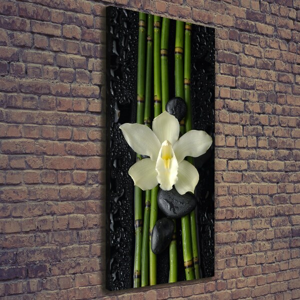 Verticaal schilderij op canvas Orchidee en bamboe