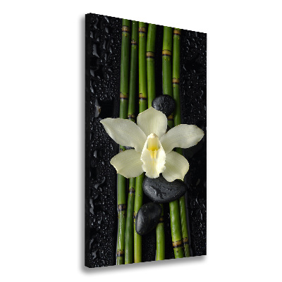 Verticaal schilderij op canvas Orchidee en bamboe