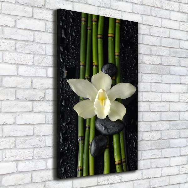 Verticaal schilderij op canvas Orchidee en bamboe