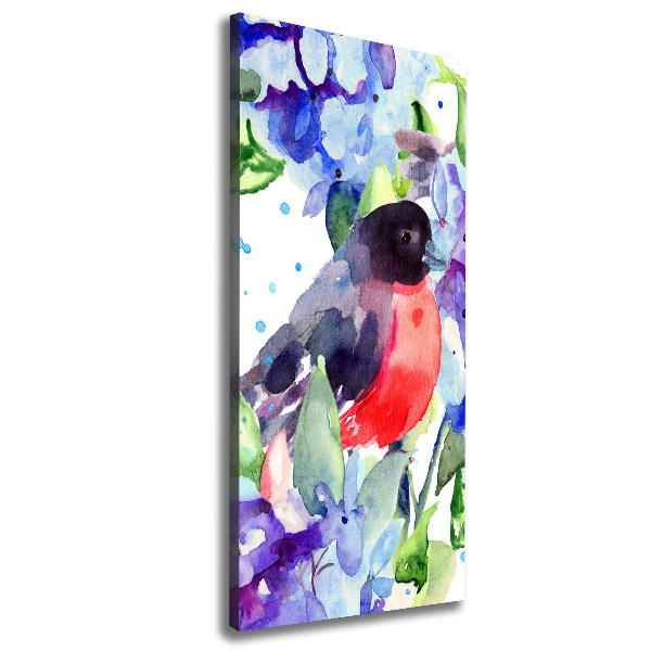 Verticaal canvasschilderij Vogels en bloemen