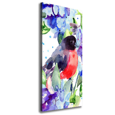 Verticaal canvasschilderij Vogels en bloemen