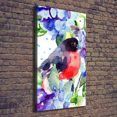 Verticaal canvasschilderij Vogels en bloemen