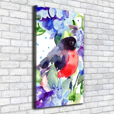 Verticaal canvasschilderij Vogels en bloemen