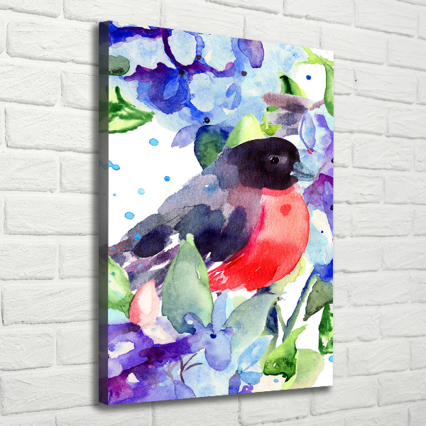 Verticaal canvasschilderij Vogels en bloemen
