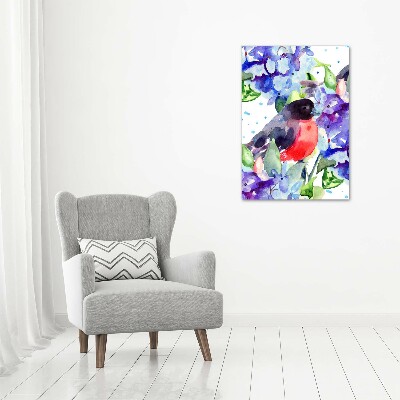 Verticaal canvasschilderij Vogels en bloemen