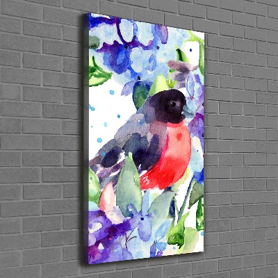 Verticaal canvasschilderij Vogels en bloemen