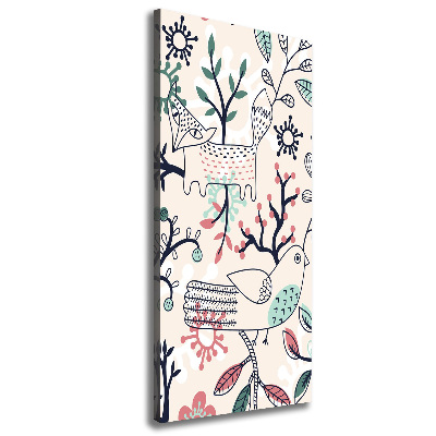 Verticale foto op canvas Dieren en bloemen