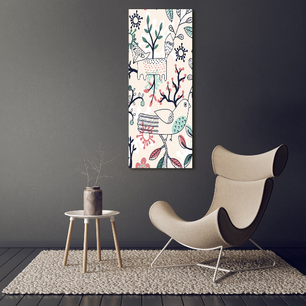 Verticale foto op canvas Dieren en bloemen