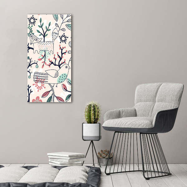 Verticale foto op canvas Dieren en bloemen