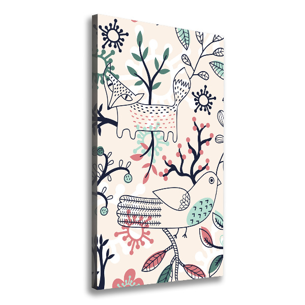 Verticale foto op canvas Dieren en bloemen