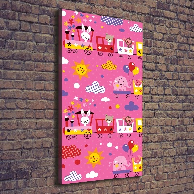 Verticaal schilderij op canvas Vrolijke Trein
