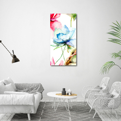 Verticaal canvasschilderij Klaprozen