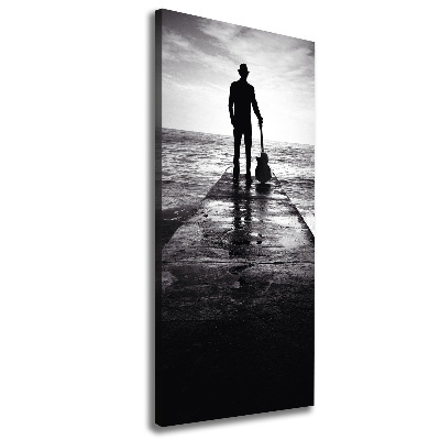 Foto obraz na płótnie pionowy Gitarzysta na molo