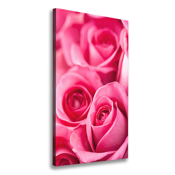 Verticaal canvasschilderij Roze rozen