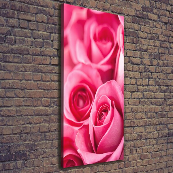 Verticaal canvasschilderij Roze rozen