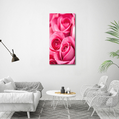 Verticaal canvasschilderij Roze rozen