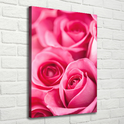 Verticaal canvasschilderij Roze rozen
