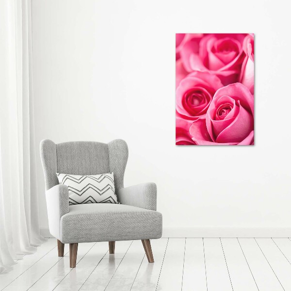 Verticaal canvasschilderij Roze rozen
