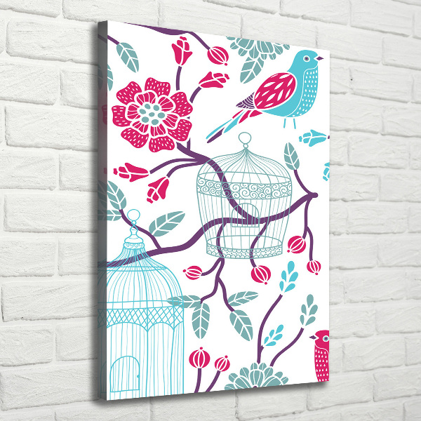 Verticaal schilderij op canvas Vogelkooien