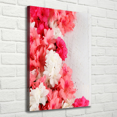 Verticaal schilderij op canvas Bloemen op hout