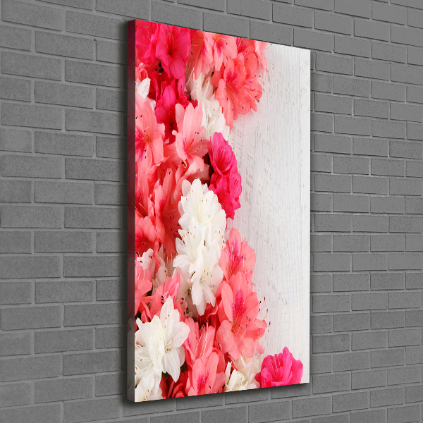 Verticaal schilderij op canvas Bloemen op hout