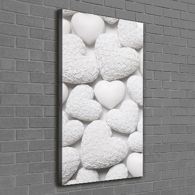 Verticaal schilderij op canvas Witte hartachtergrond