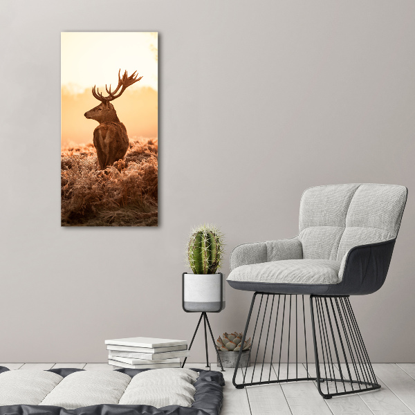 Verticaal schilderij op canvas Herten zonsopgang