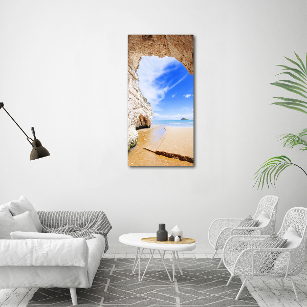 Verticaal canvasschilderij Grot aan zee