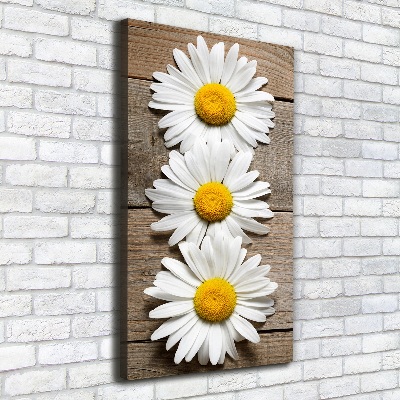 Verticaal canvasschilderij Kamille op hout