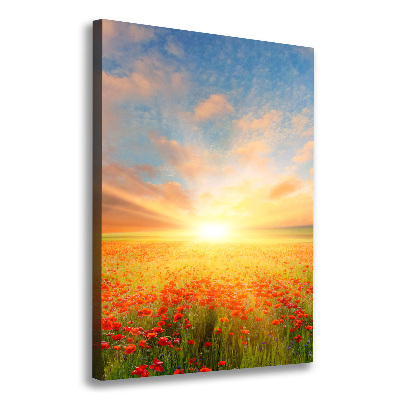 Verticale foto op canvas Klaprozenveld