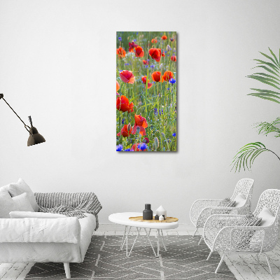 Verticaal schilderij op canvas Klaprozen