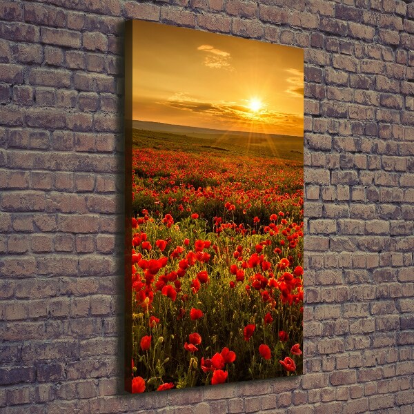 Verticaal schilderij op canvas Klaprozenveld