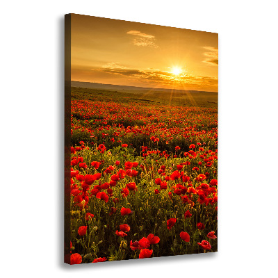 Verticaal schilderij op canvas Klaprozenveld