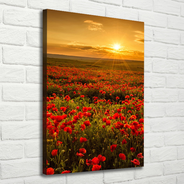 Verticaal schilderij op canvas Klaprozenveld