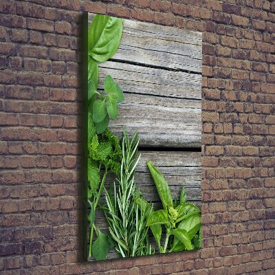Verticaal canvasschilderij Kruiden op hout