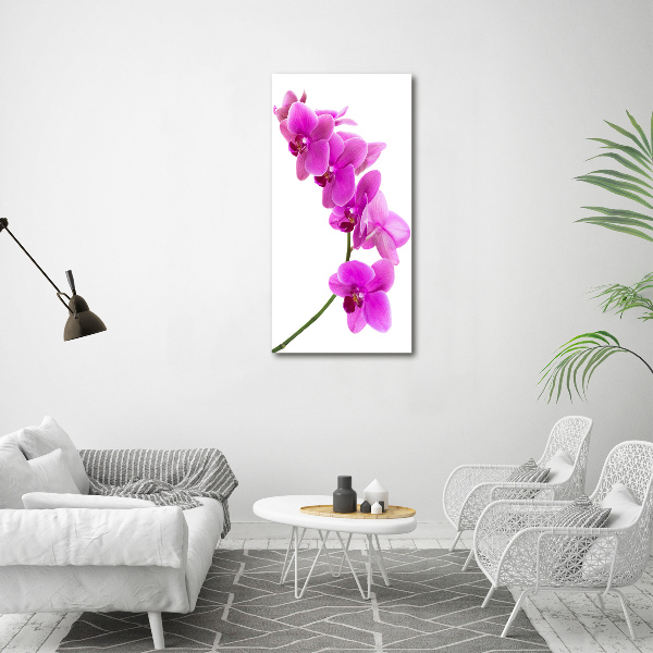 Verticaal schilderij op canvas Roze orchidee