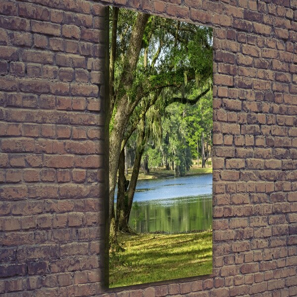 Verticale canvasfoto Meer in het park