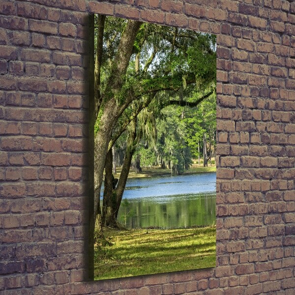 Verticale canvasfoto Meer in het park