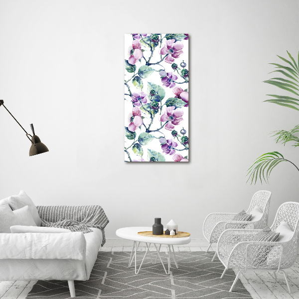 Verticaal schilderij op canvas Braambloemen