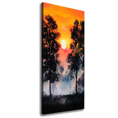 Verticaal canvasschilderij Zonsondergangbos