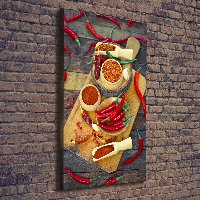Verticaal canvasschilderij Chilipepers