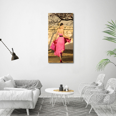 Verticaal canvasschilderij Vrouw in roze
